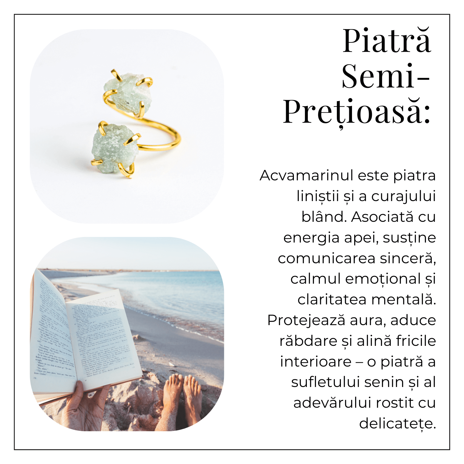 Claritate si Liniste – Inel cu Acvamarin, Piatra Rabdarii si Curajului