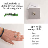 Inel Argintiu Reglabil cu Dublu Cristal Stanca - Claritate si Armonie