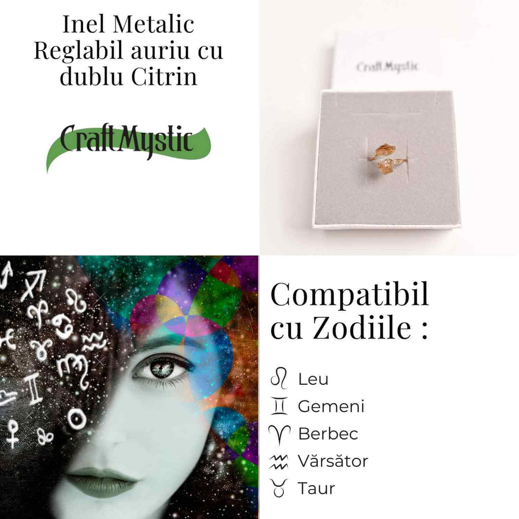 Inel reglabil cu dublu Citrin – Abundenta si energie pozitiva