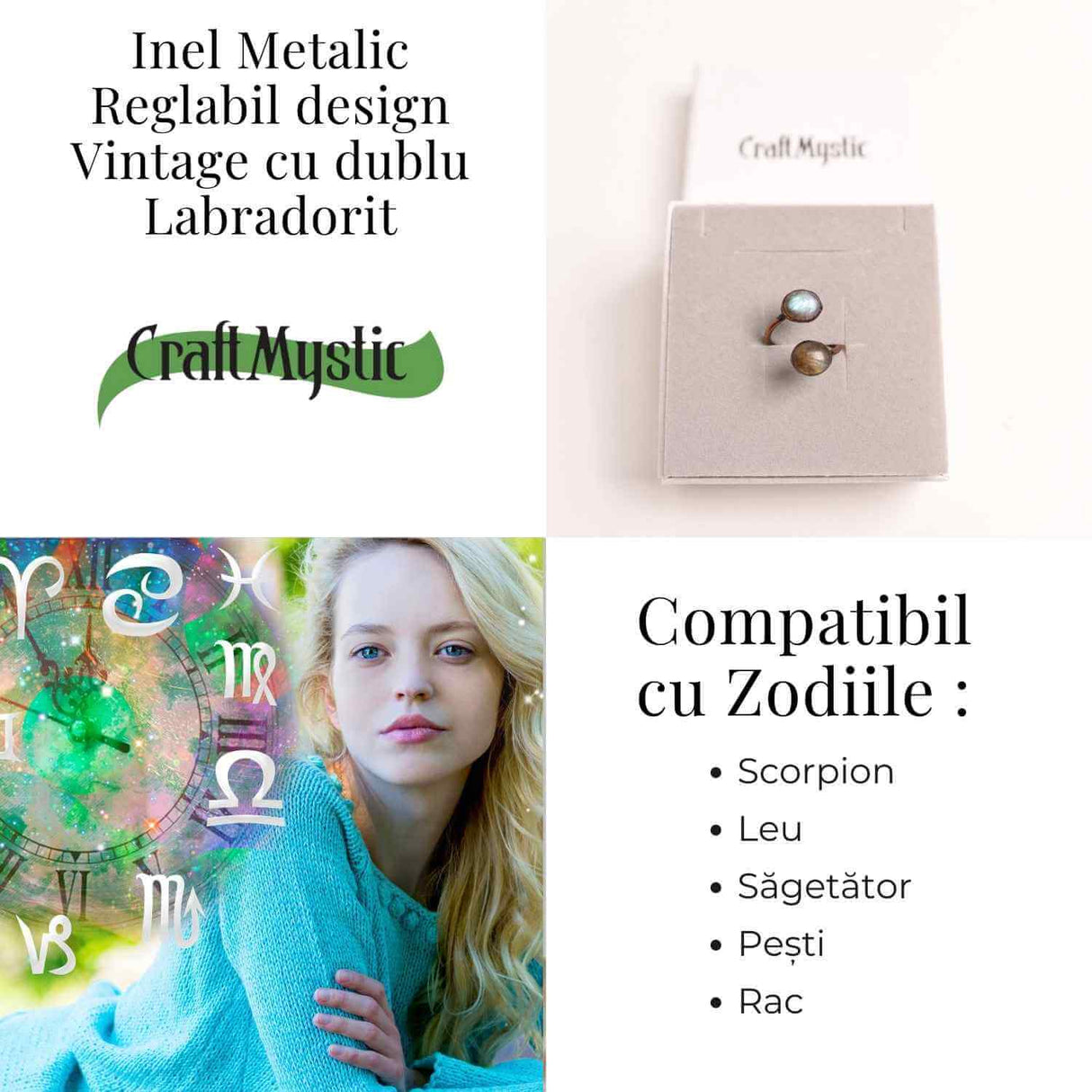Inel reglabil cu dublu Labradorit – Protectie si echilibru energetic