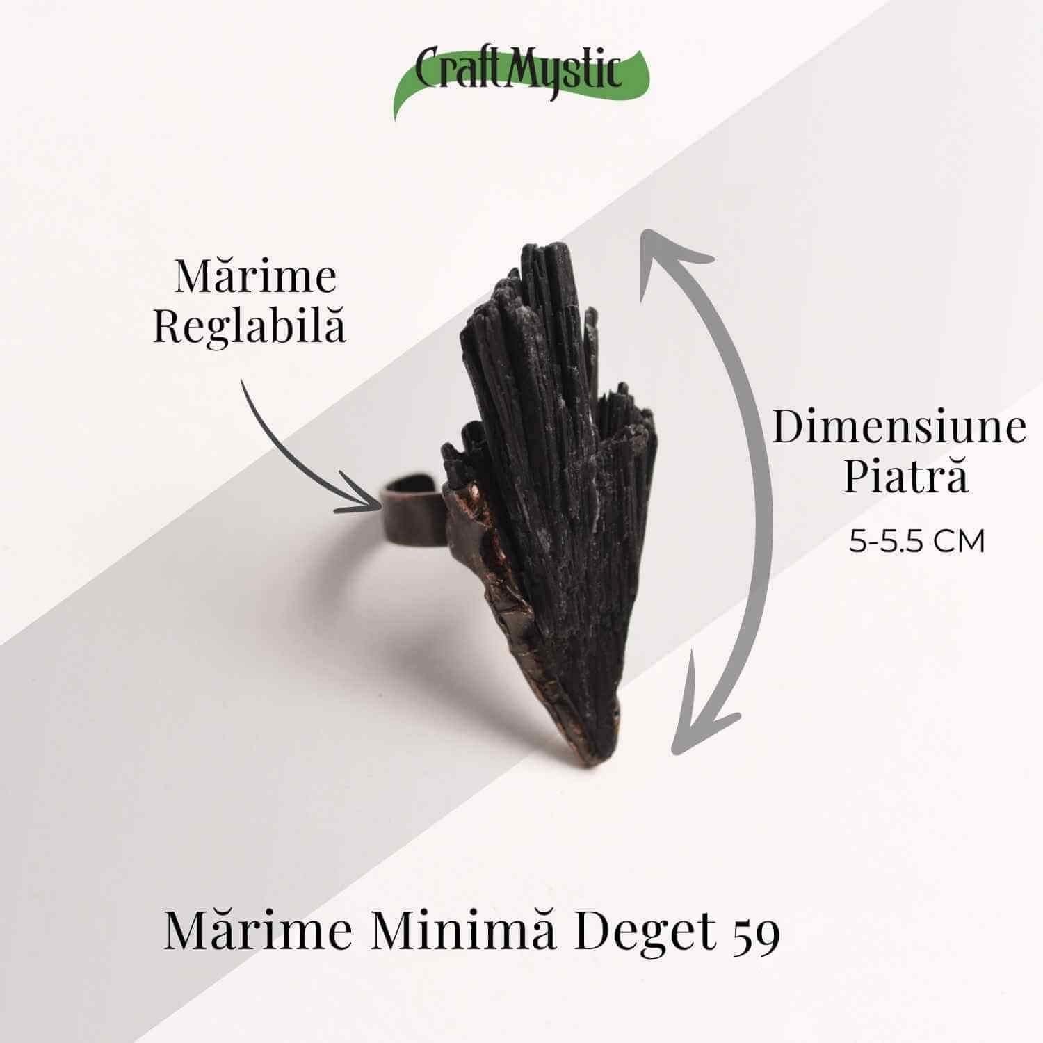 Inel Reglabil Vintage cu Turmalina Neagra aripa – Protectie si echilibru energetic