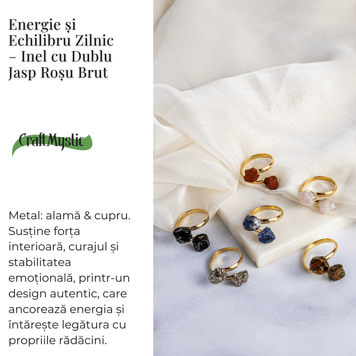 Energie si echilibru zilnic – Inel cu dublu jasp rosu brut