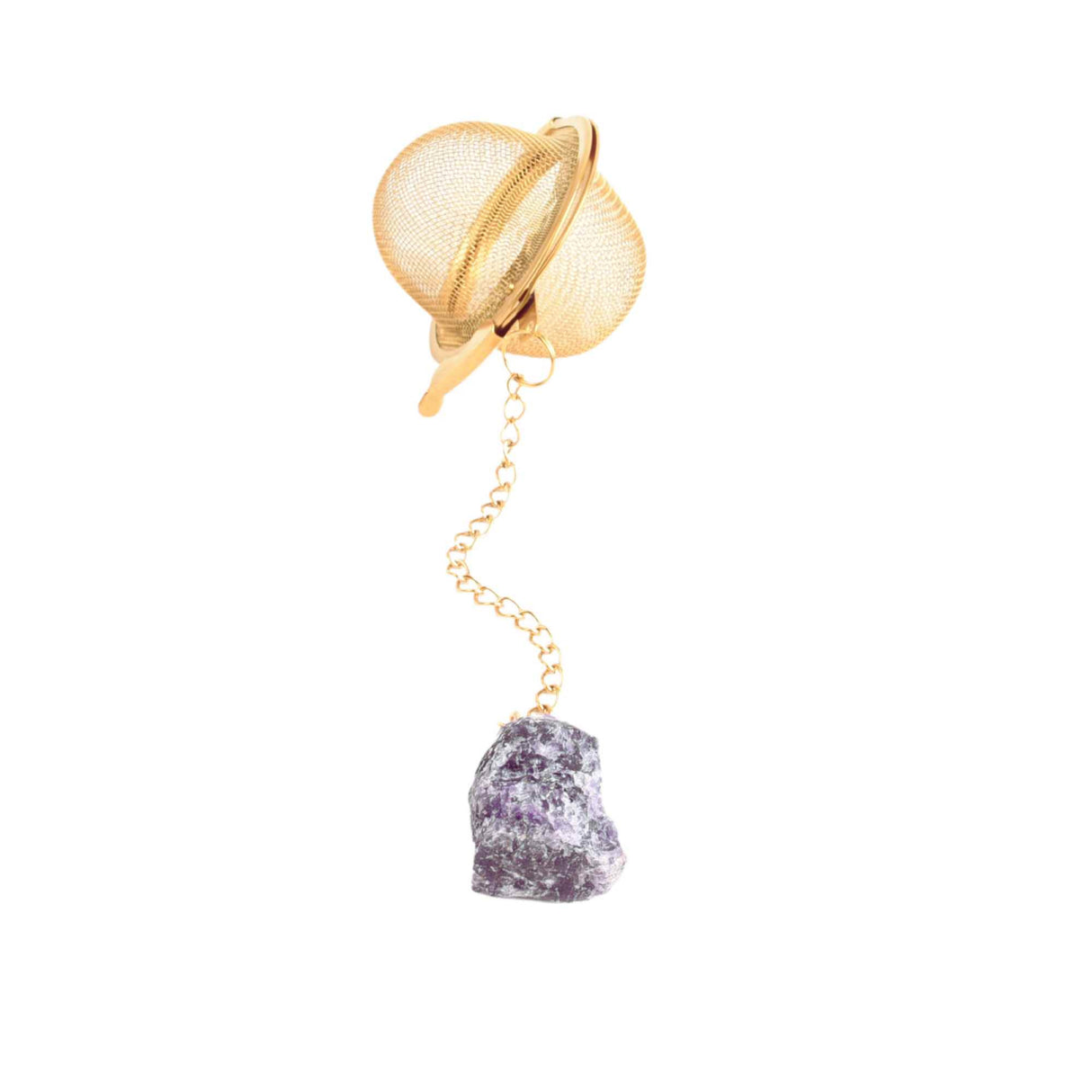 Infuzor ceai din otel inox cu piatra semipretioasa Ametist de 2 cm - Cristale vindecatoare tematica feng shui