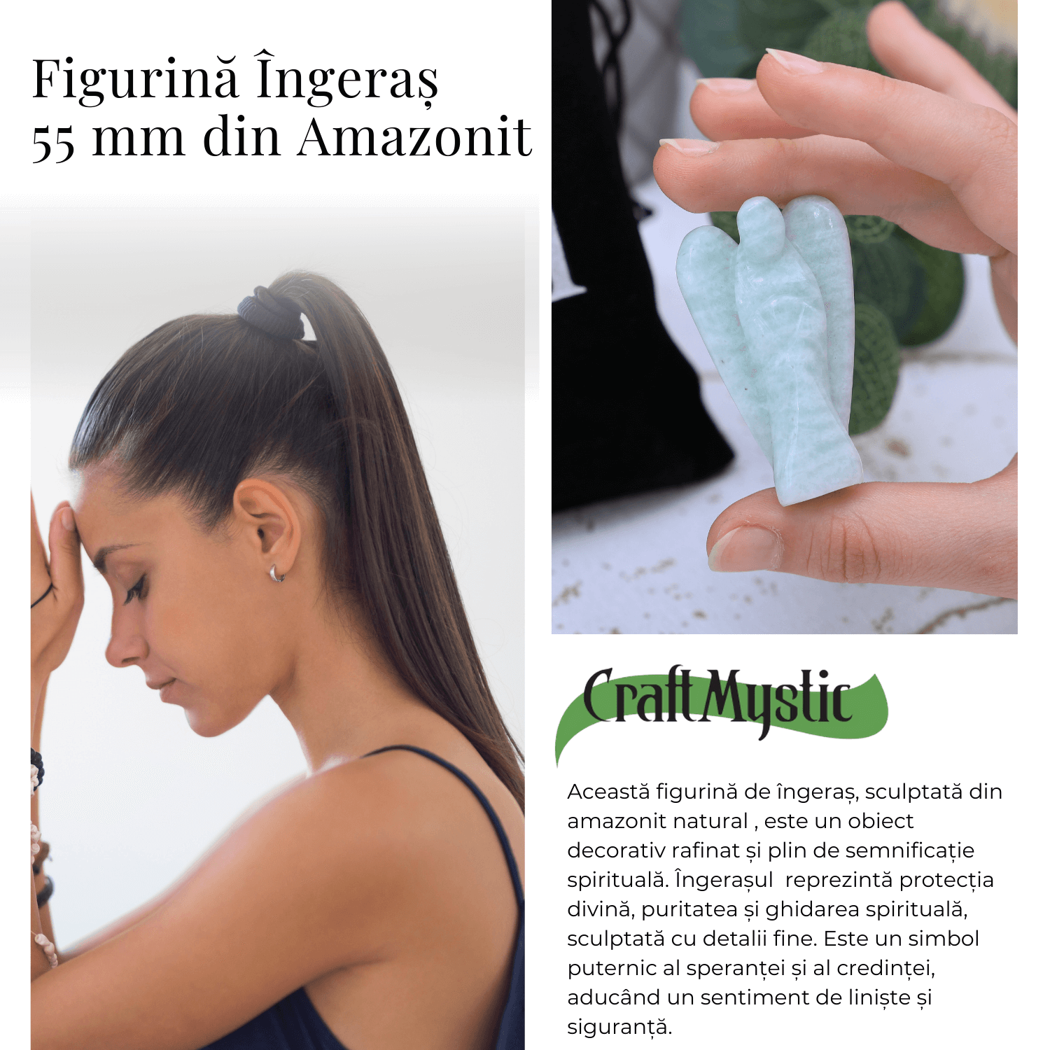 Figurina Inger 55mm din Amazonit Sculptat Manual