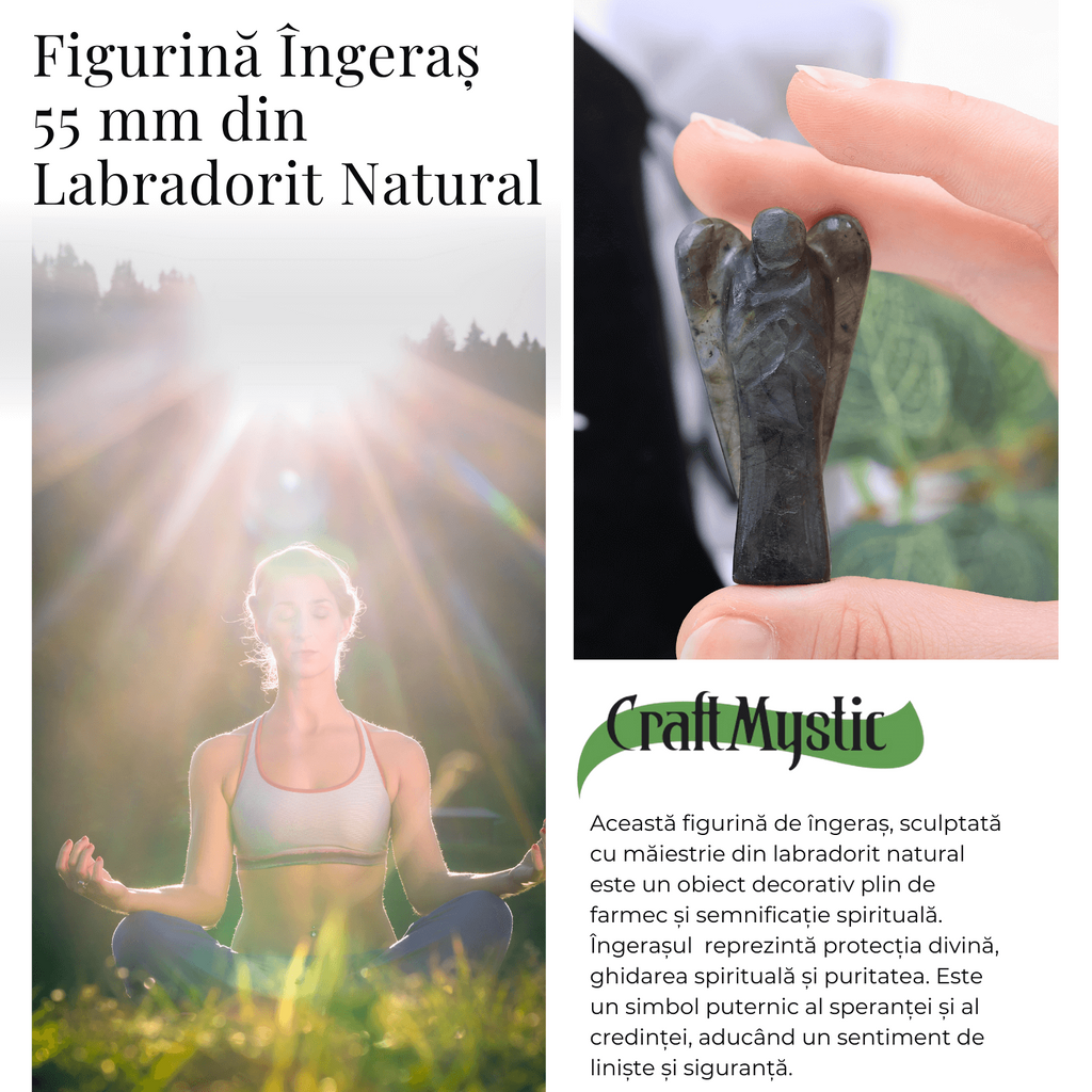 Figurina Inger 55mm din Labradorit Sculptat Manual