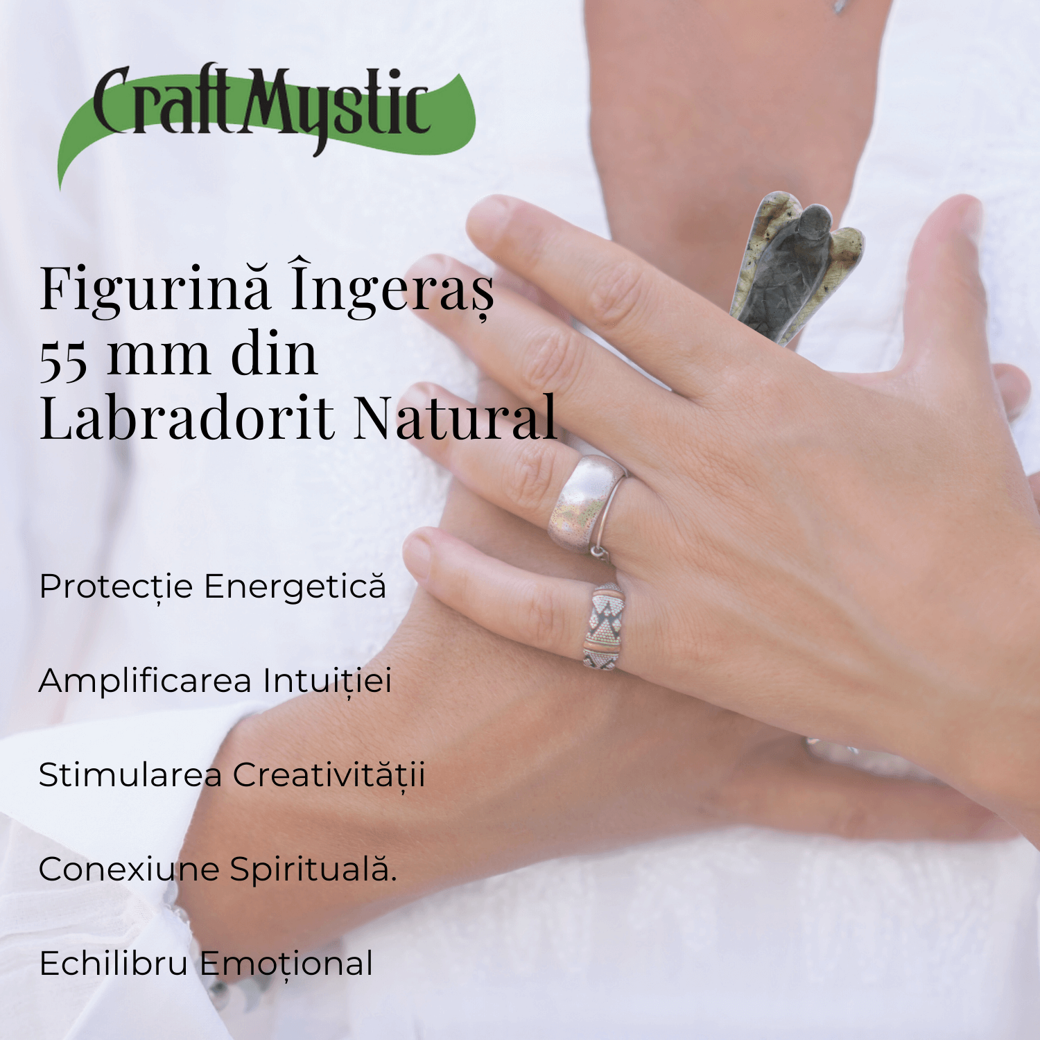 Figurina Inger 55mm din Labradorit Sculptat Manual