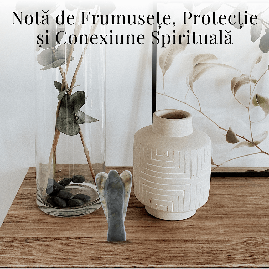 Figurina Inger 55mm din Labradorit Sculptat Manual