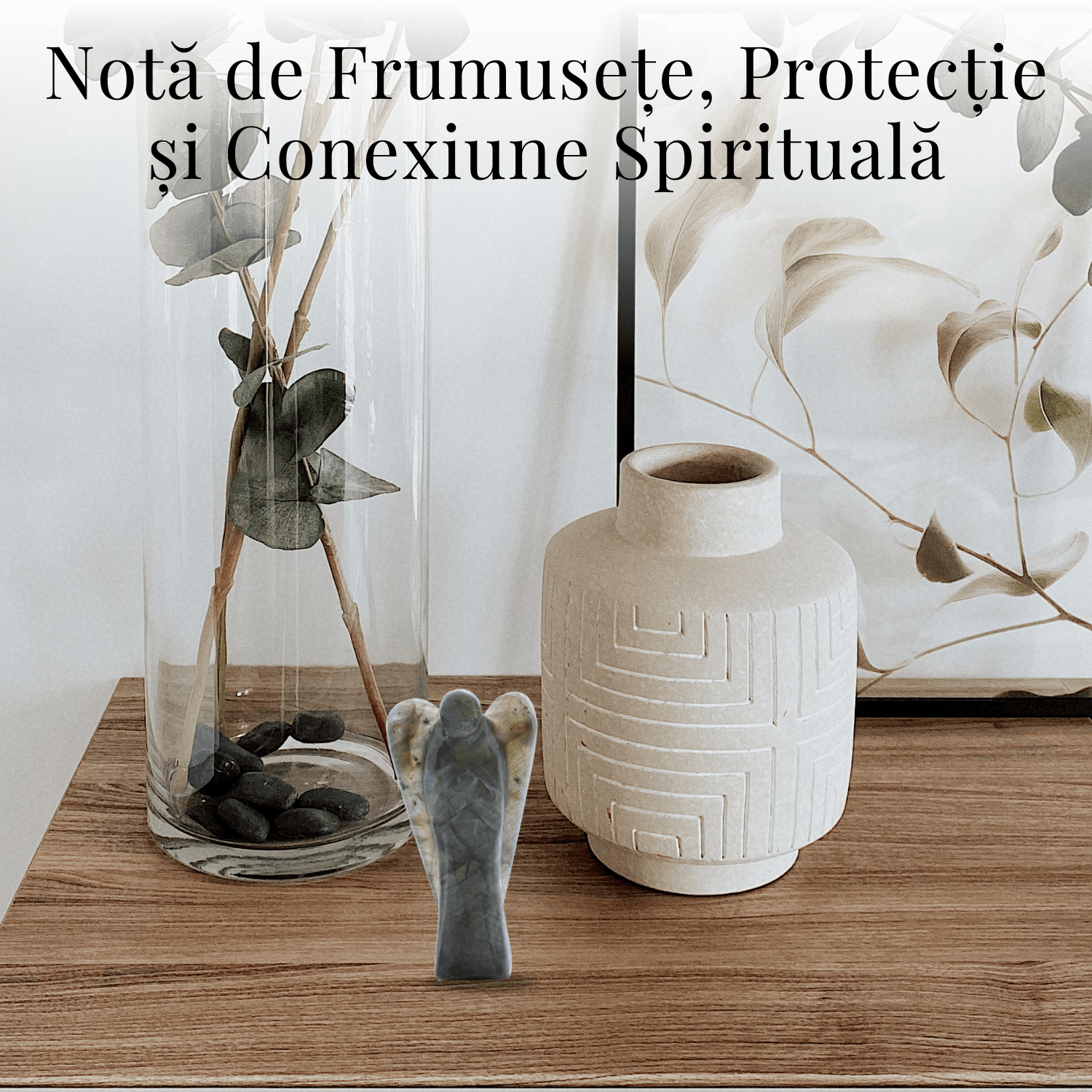 Figurina Inger 55mm din Labradorit Sculptat Manual