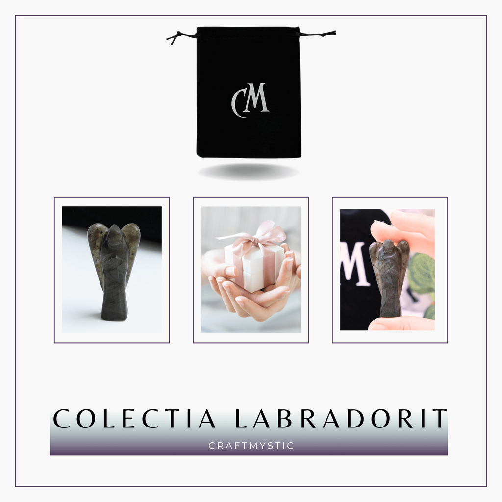 Figurina Inger 55mm din Labradorit Sculptat Manual