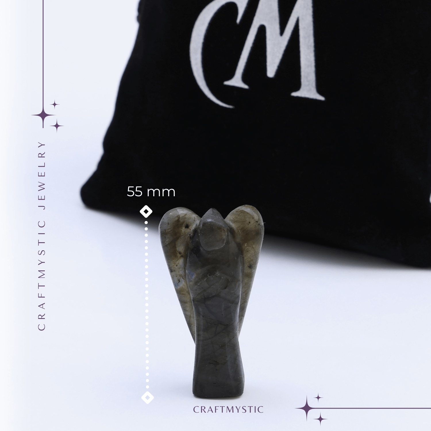Figurina Inger 55mm din Labradorit Sculptat Manual