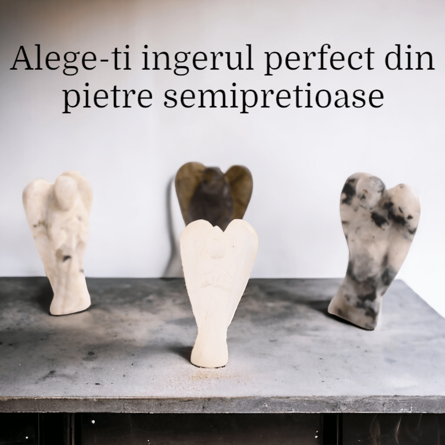 Inger de 55-60 mm Sculptat Manual din Piatra Naturala de Selenit-Protecție și Claritate Spirituală