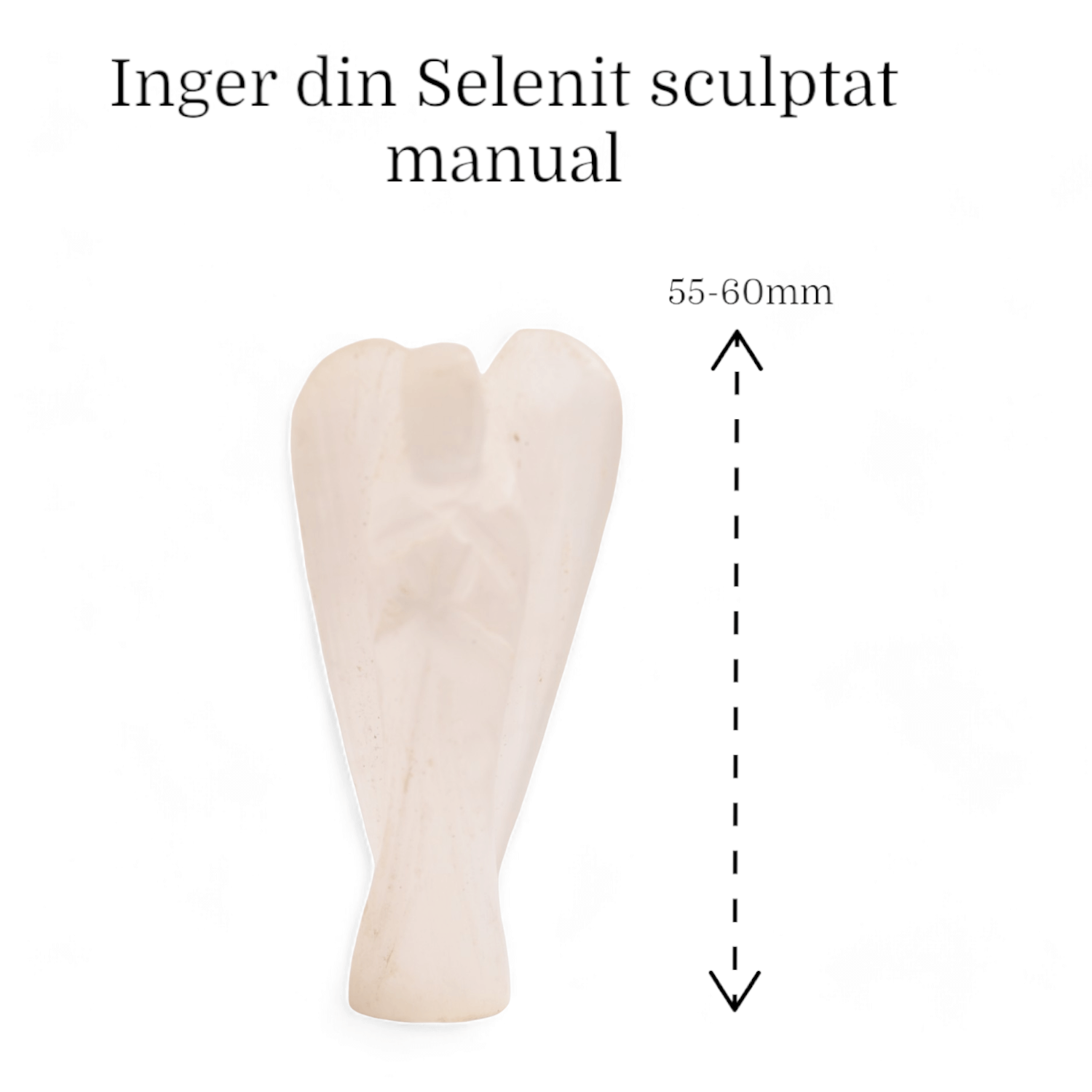 Inger de 55-60 mm Sculptat Manual din Piatra Naturala de Selenit-Protecție și Claritate Spirituală