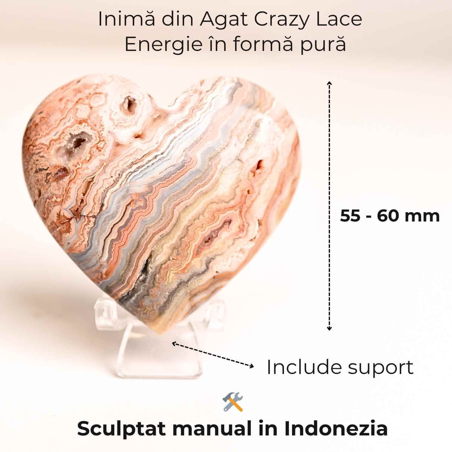Inima din Crazy Lace Agat – Energie, Echilibru si Vitalitate