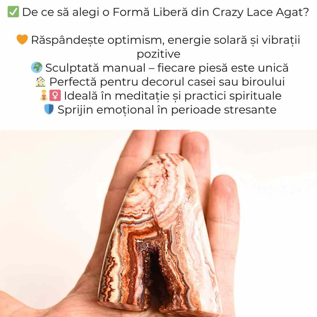 Forma libera din agat Crazy Lace – Energie solara si echilibru emotional
