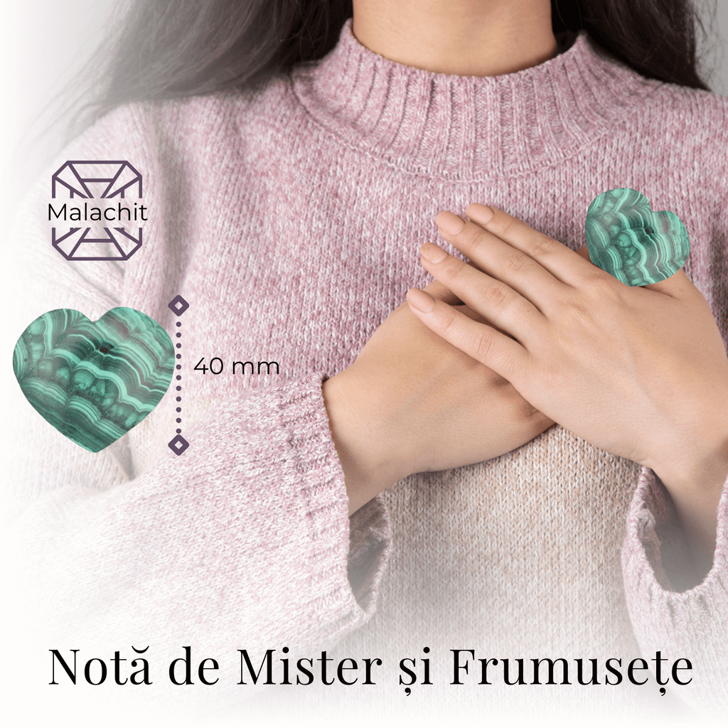Inima de Malachit Natural 40mm
