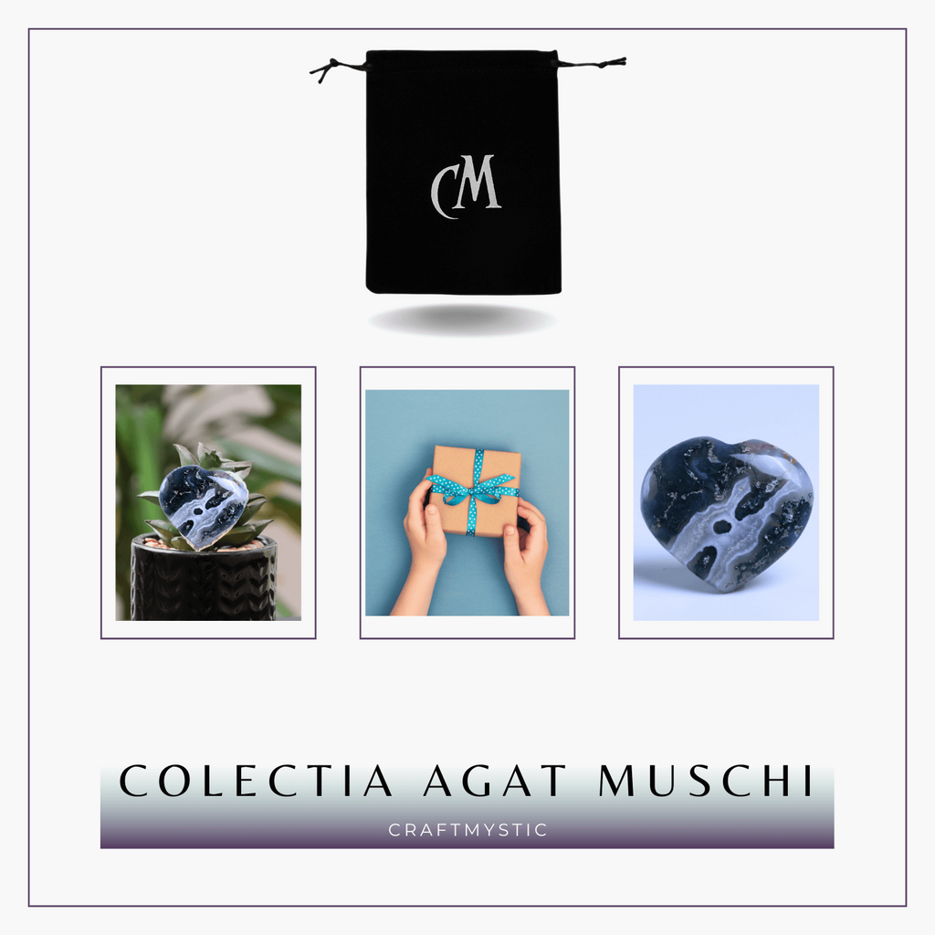 Inimioara din Agat Muschi 50-55mm - Armonie si Vindecare