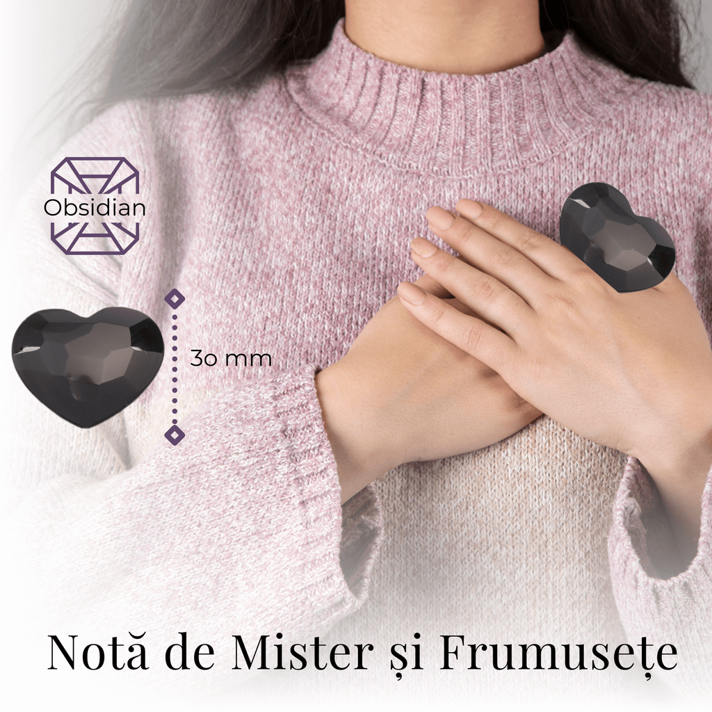 Inimioara Decorativa 30 mm din Obsidian Negru Fatetat Mexican