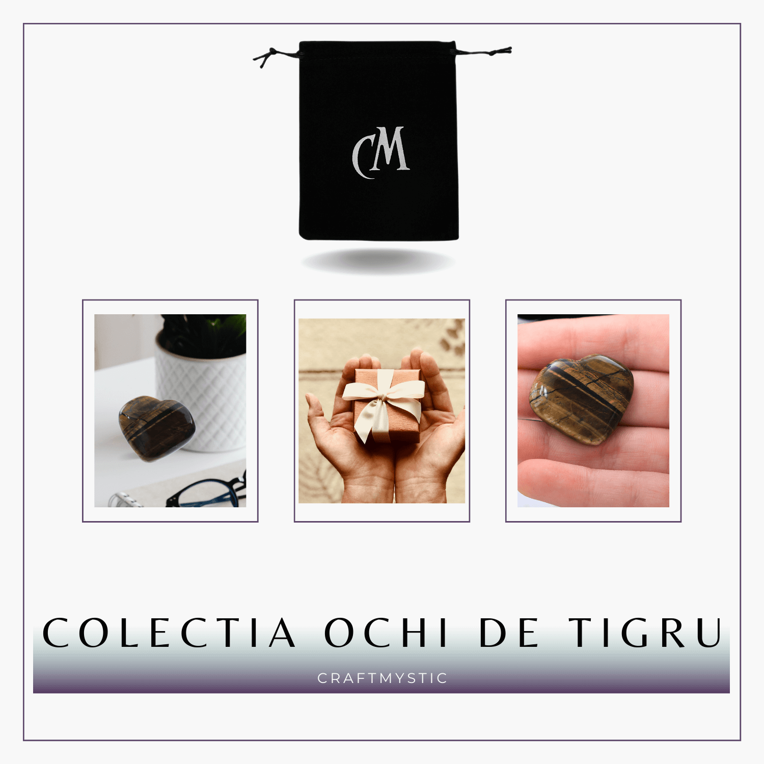 Inima Sculptata Manual de 30mm din Ochi de Tigru