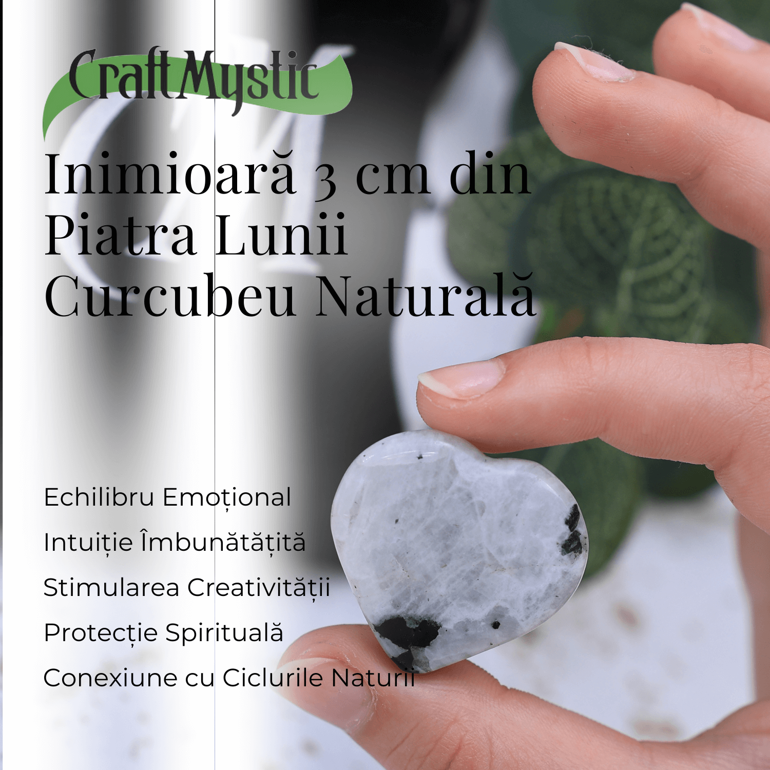 Inima Sculptata Manual din Piatra Lunii Curcubeu
