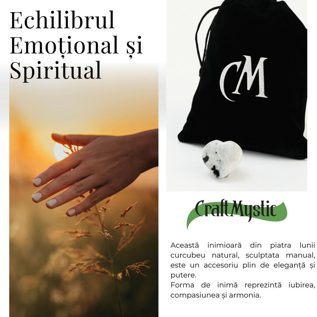 Inima Sculptata Manual din Piatra Lunii Curcubeu