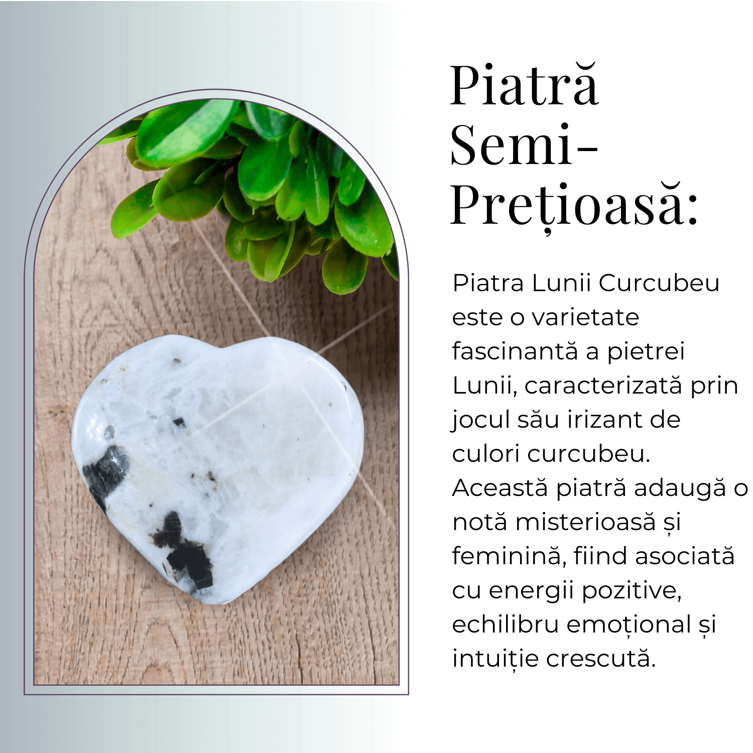 Inima Sculptata Manual din Piatra Lunii Curcubeu