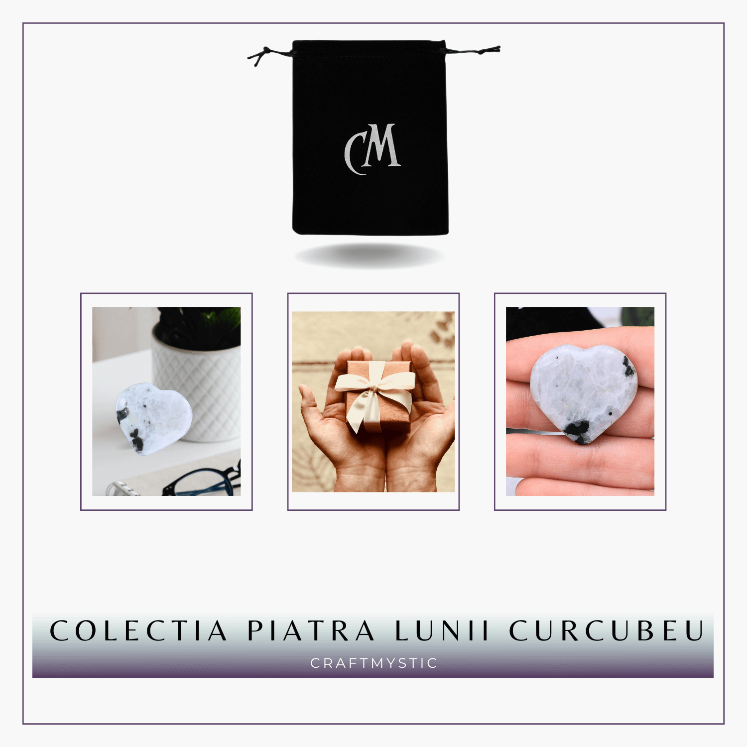 Inima Sculptata Manual din Piatra Lunii Curcubeu