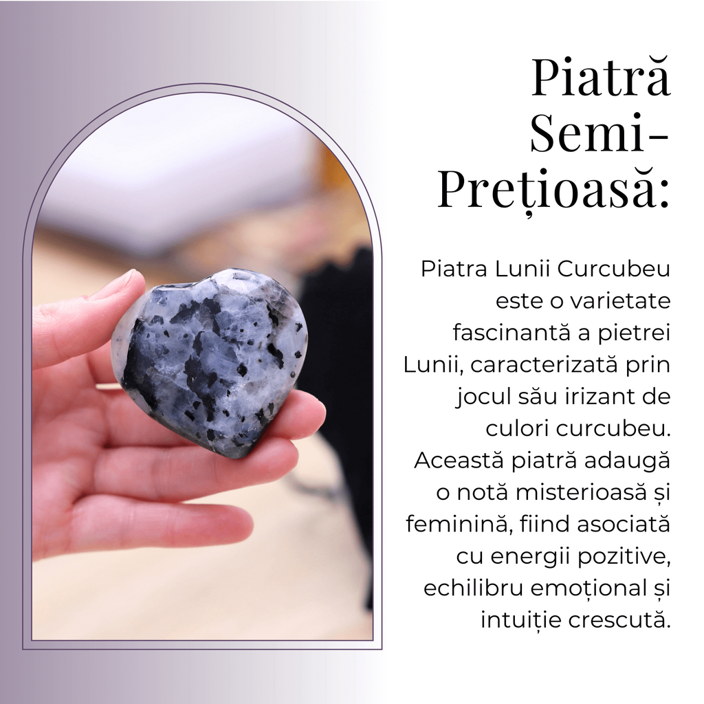 Inima Sculptata Manual de 55-60mm din Piatra Lunii Curcubeu Naturala