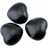 Inimioara cristal Obsidian Negru 4 cm si saculet satin inclus