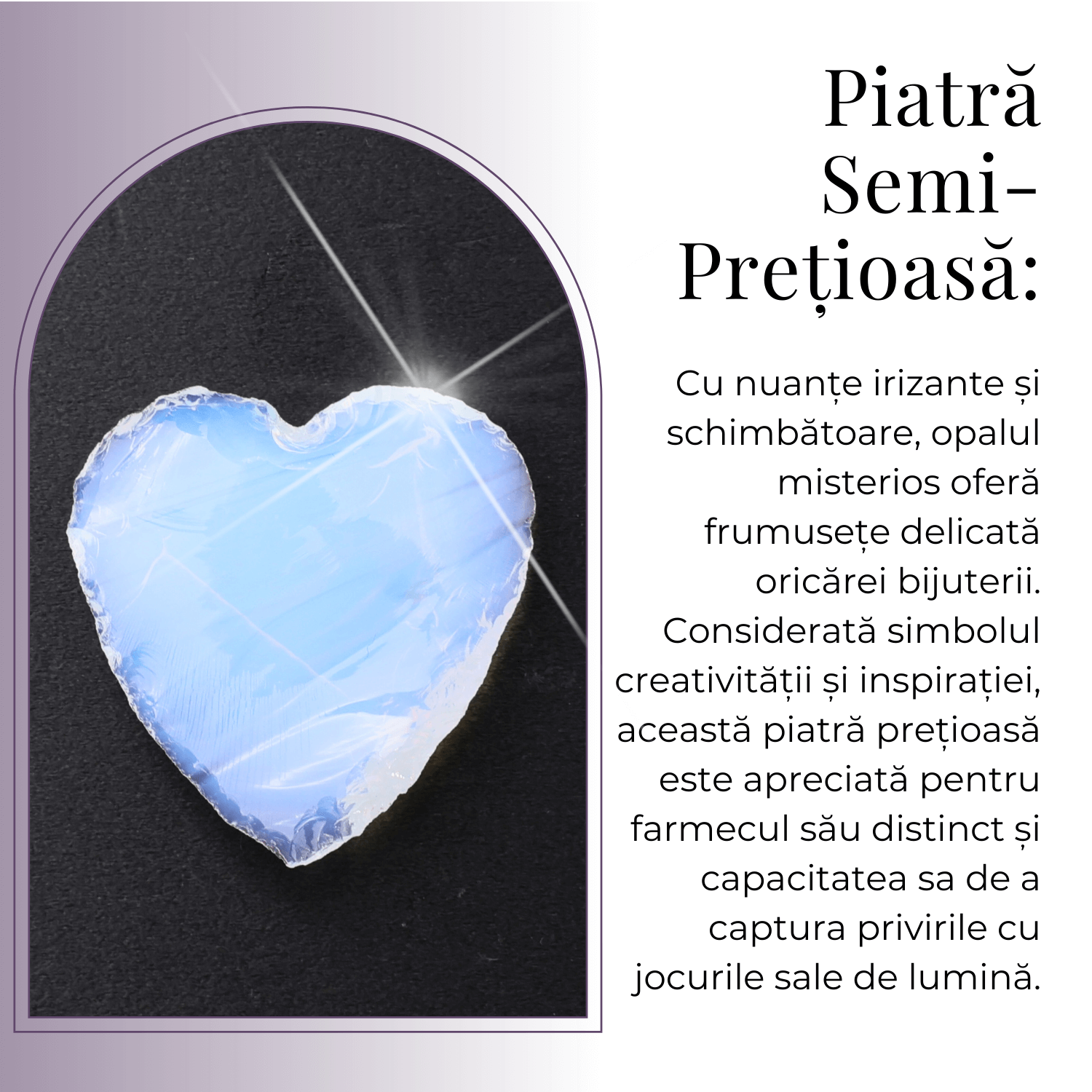 Inima din Cristal de Opalita Sculptata Manual