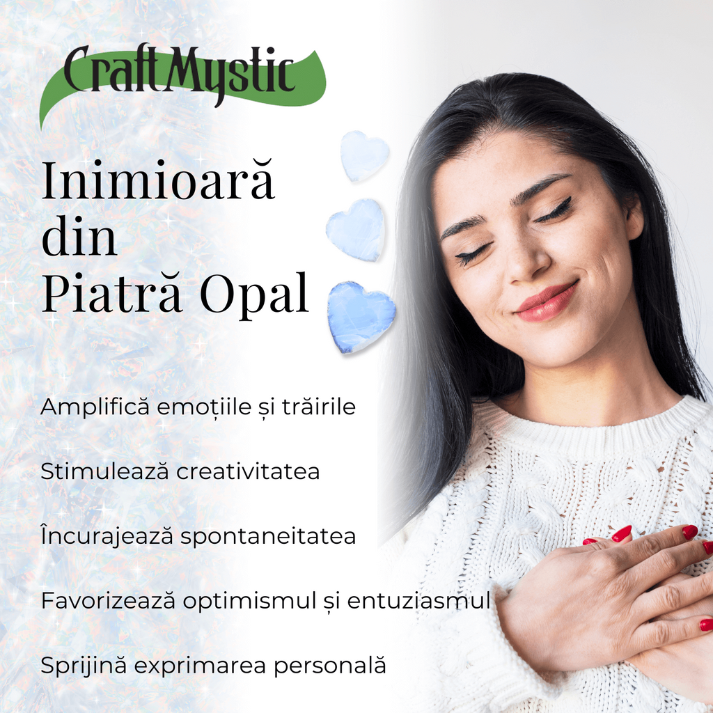 Inima din Cristal de Opalita Sculptata Manual