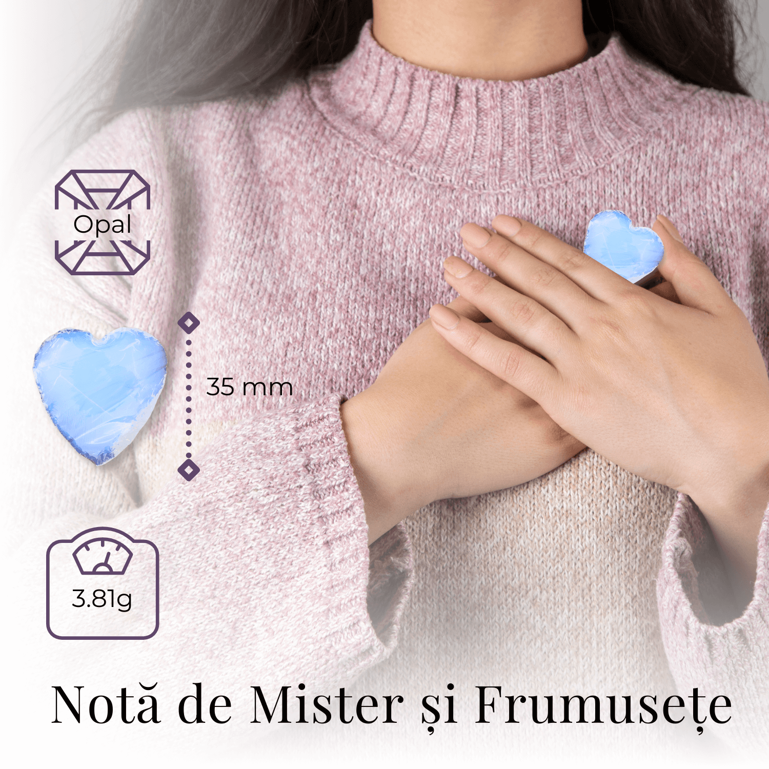 Inima din Cristal de Opalita Sculptata Manual