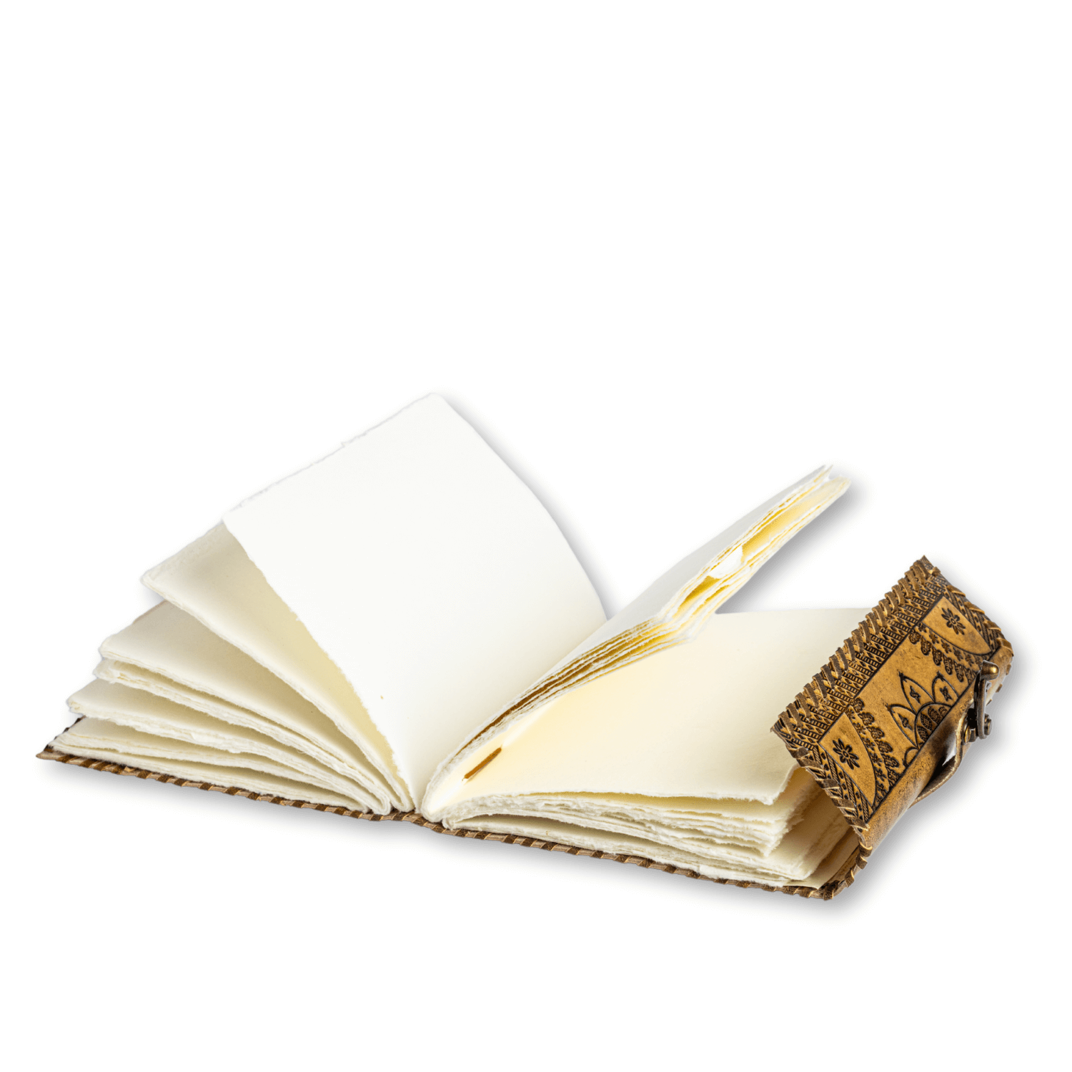Jurnal din piela naturala autentic cu coperta gravata si piatra naturala Lapis Lazuli si hartie bumbac
