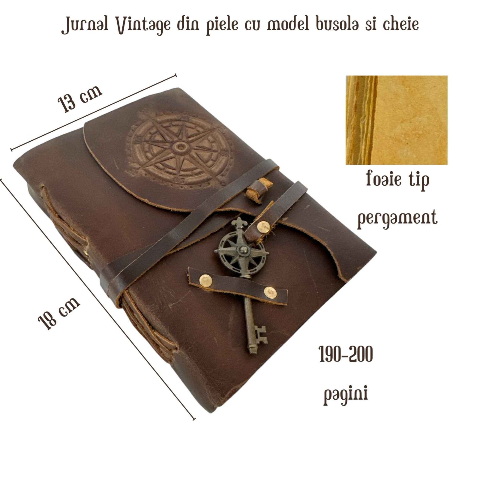 Jurnal Vintage din Piele cu Busola