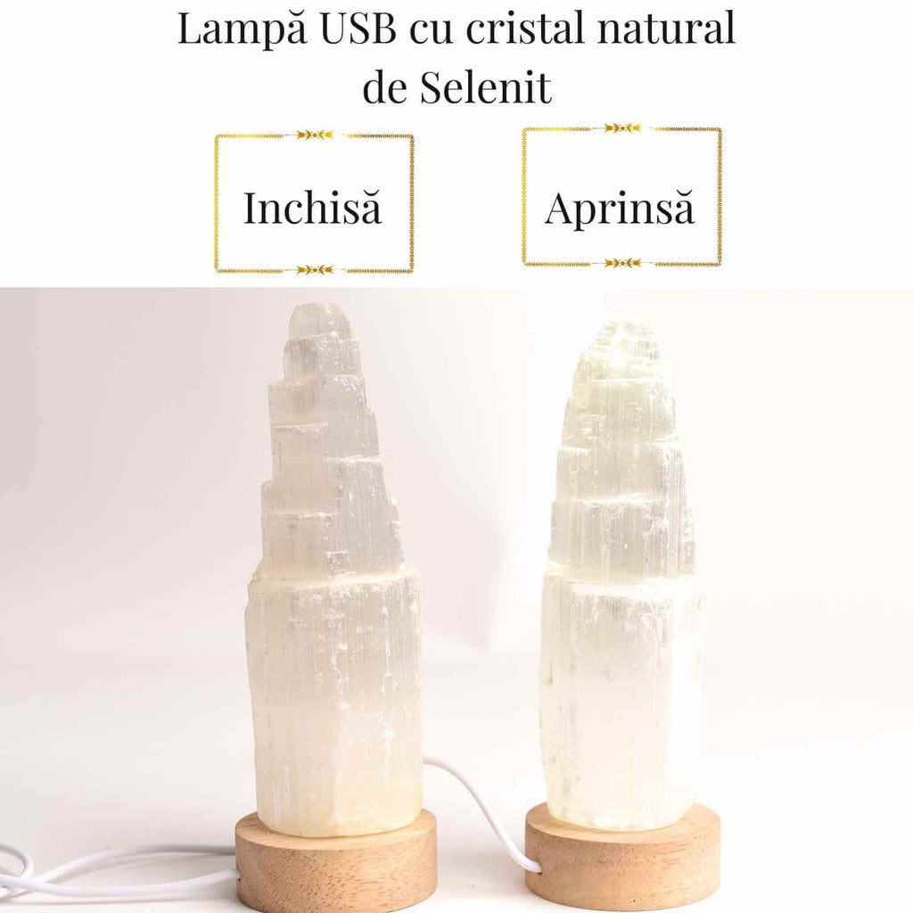 Lampa de noapte din Selenit natural – Purificare si Liniste
