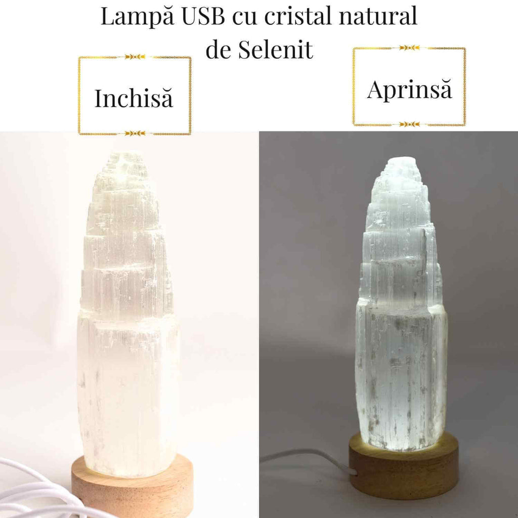 Lampa de noapte din Selenit natural – Purificare si Liniste