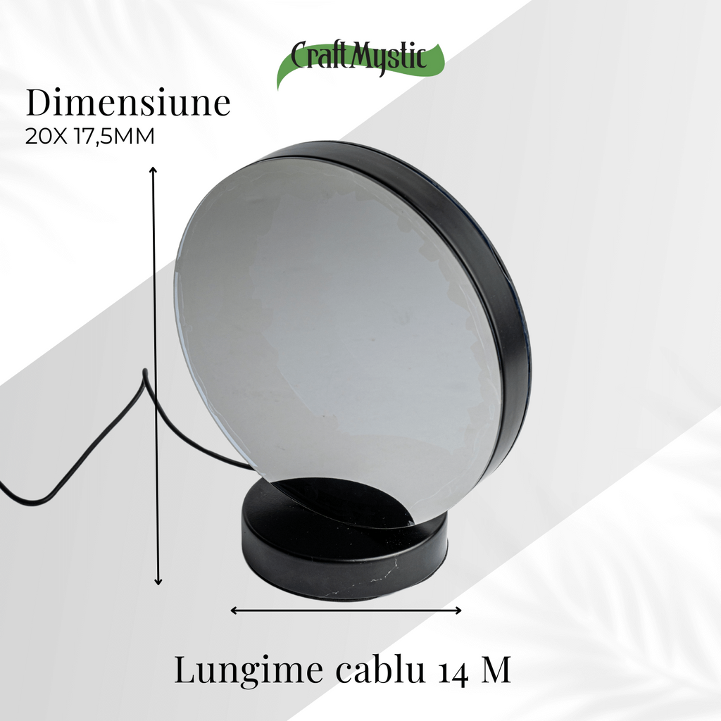 Lampa cu Oglinda si Ametist Natural – Decor cu Iluminare Magica si Cristale Energetice