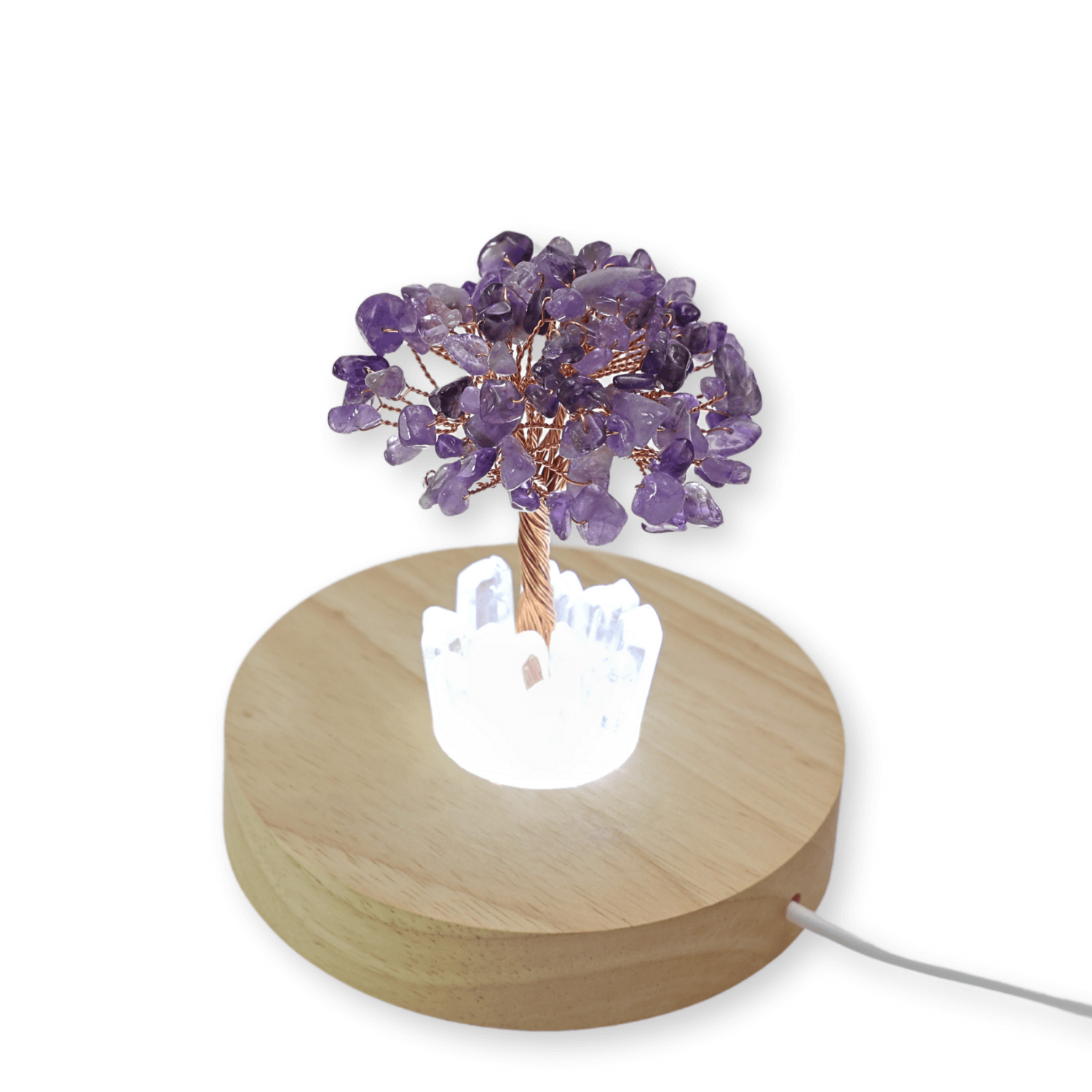 Mini Lampa de Noapte cu Arbore din Ametist Natural