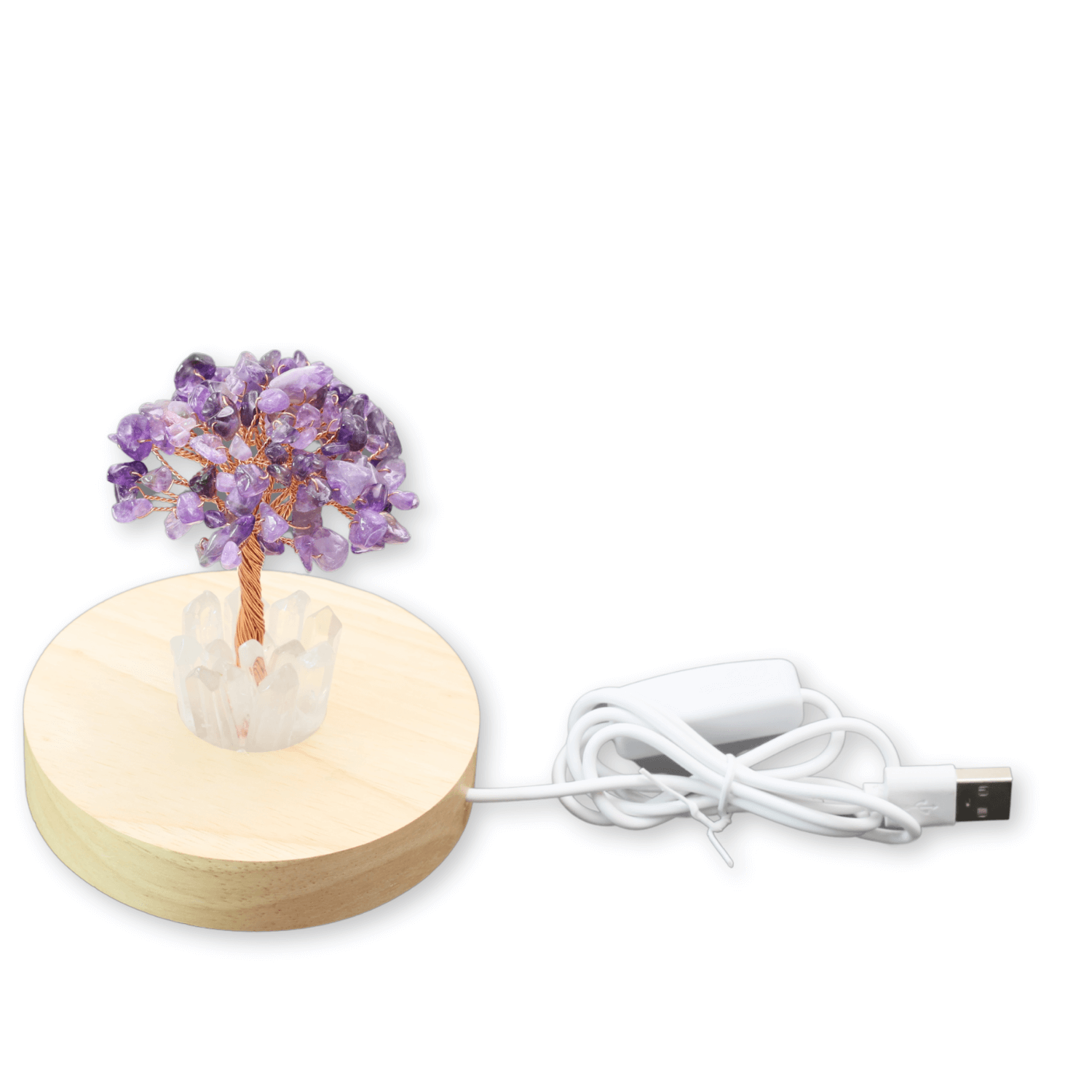 Mini Lampa de Noapte cu Arbore din Ametist Natural