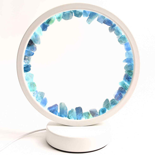 Lampa de noapte rotunda cu cristale fluorit – Echilibru si calm pentru orice camera