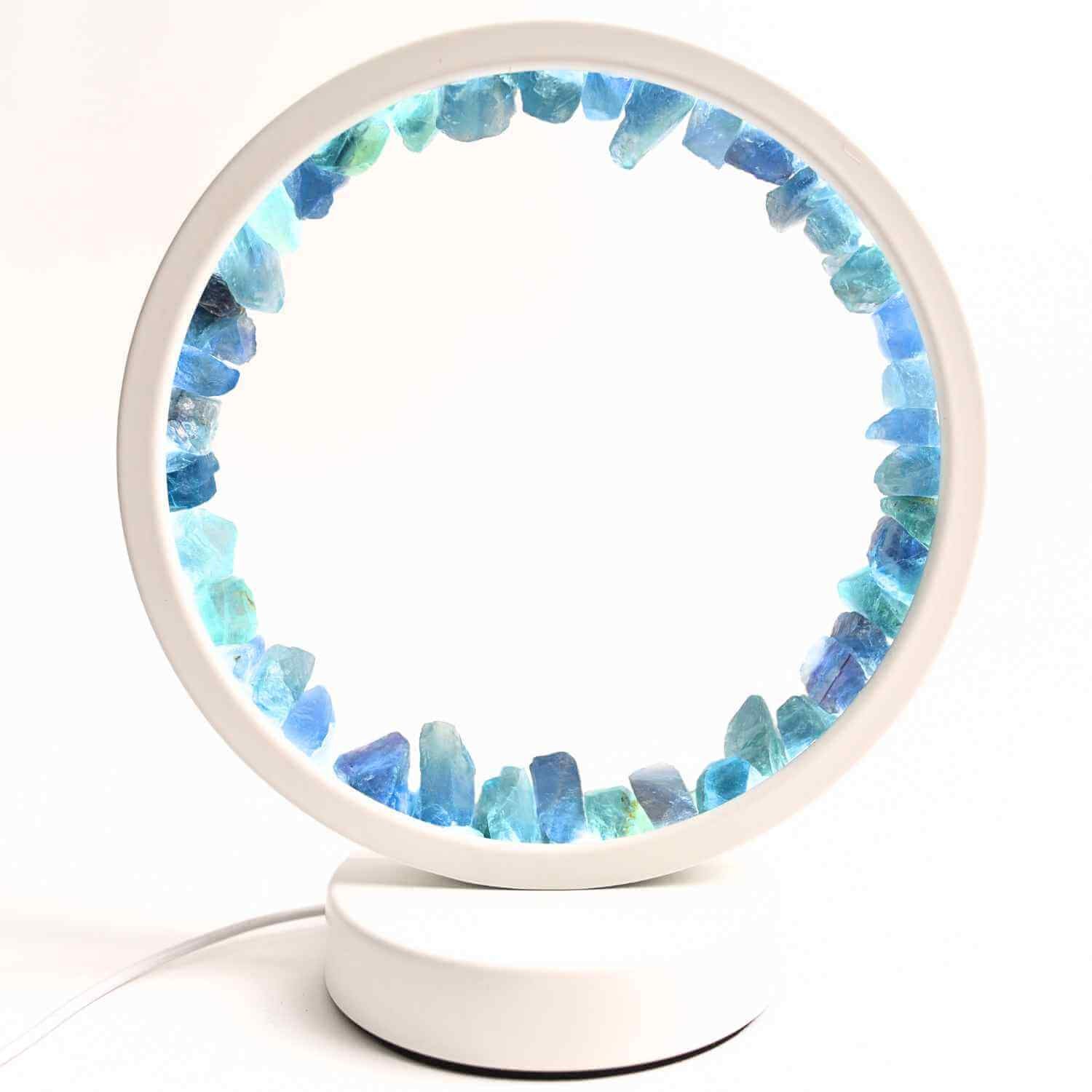 Lampa de noapte rotunda cu cristale fluorit – Echilibru si calm pentru orice camera