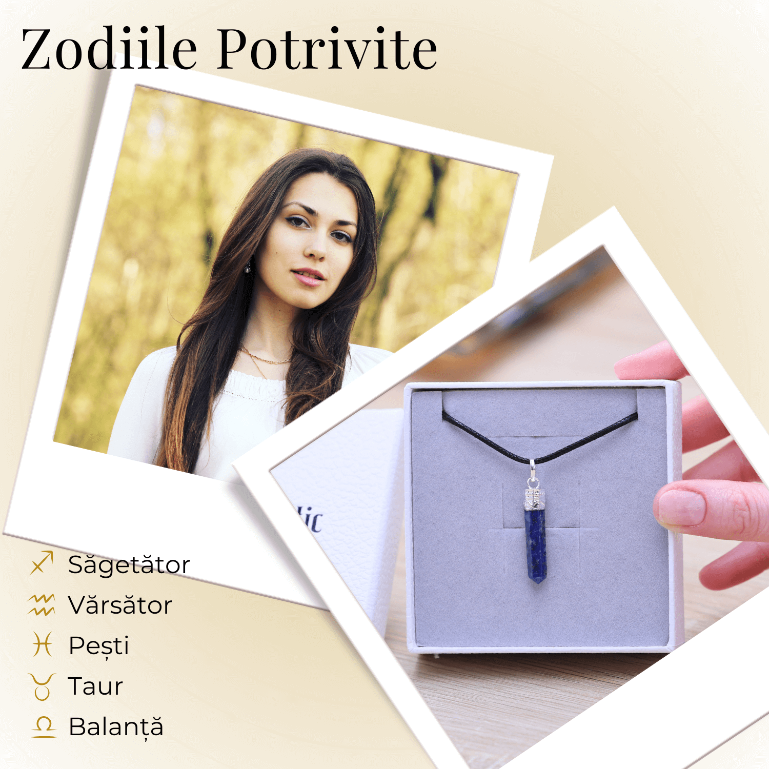 Colier Reglabil cu Pandantiv 35mm Varf de Lapis Lazuli cu 6 Fete
