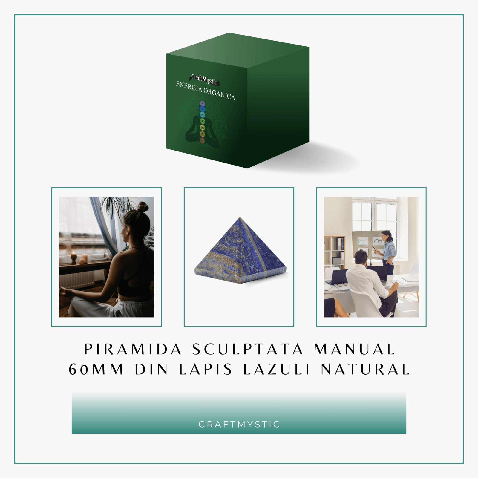 Piramida Sculptata Manual 60mm din Piatra Lapis Lazuli Naturala