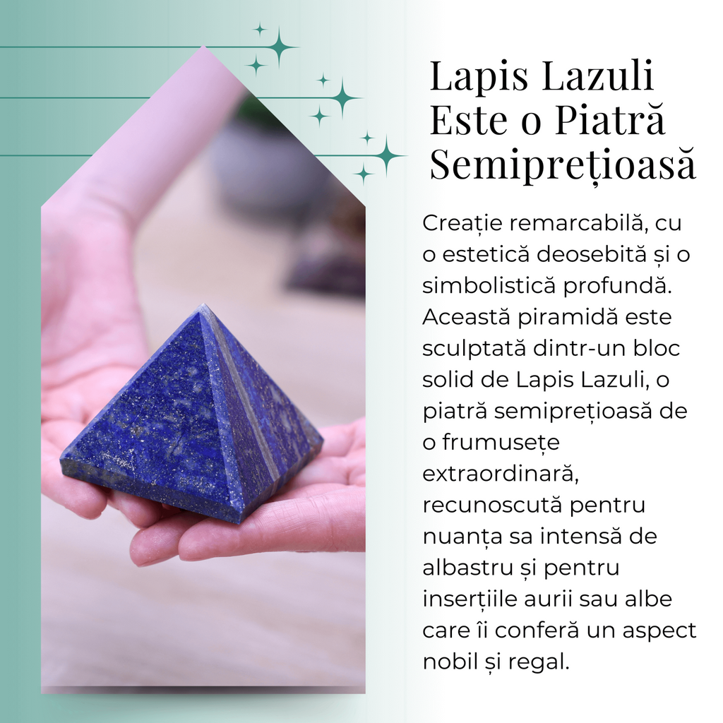 Piramida Sculptata Manual 60mm din Piatra Lapis Lazuli Naturala