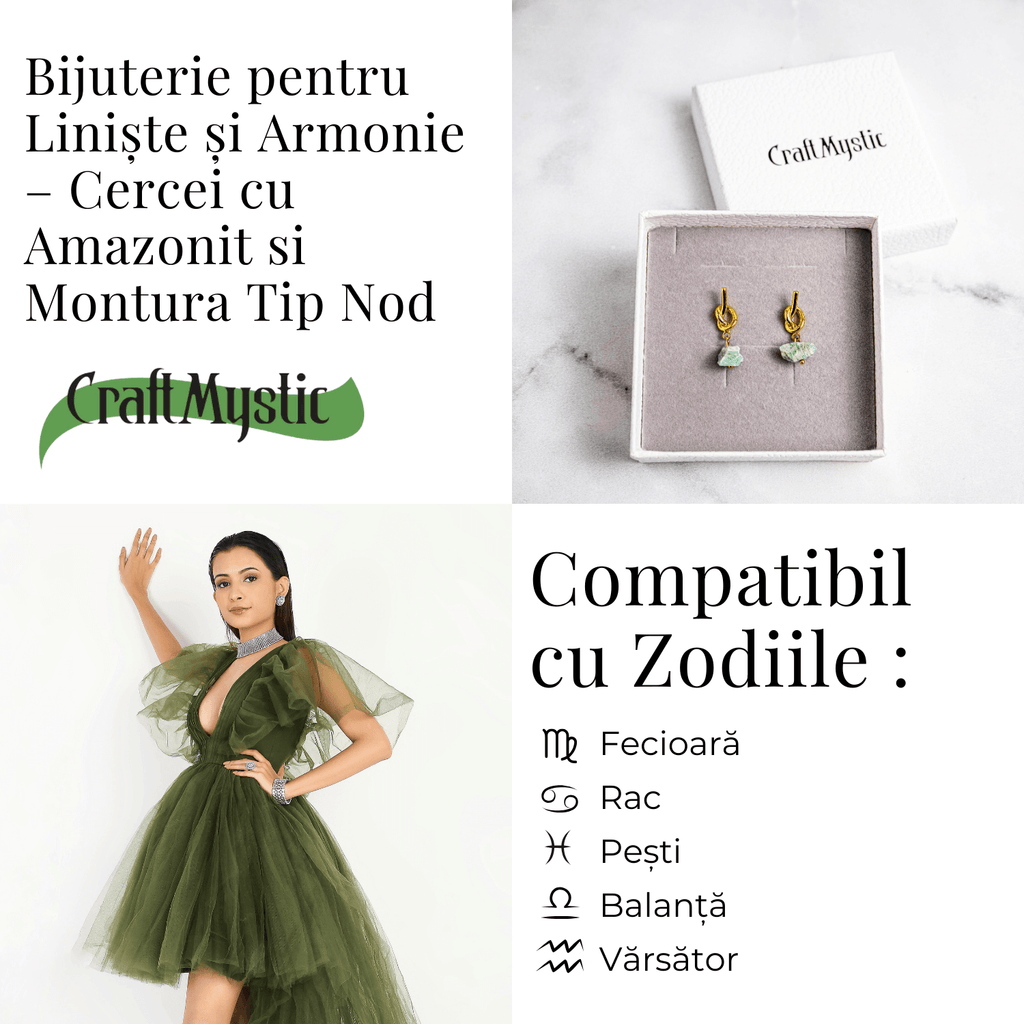 Bijuterie a Linistii – Cercei cu Amazonit si Montura Tip Nod