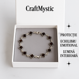 Bratara montura argint 925 cu chihlimbar rosu inchis – Geometrie si rafinament natural