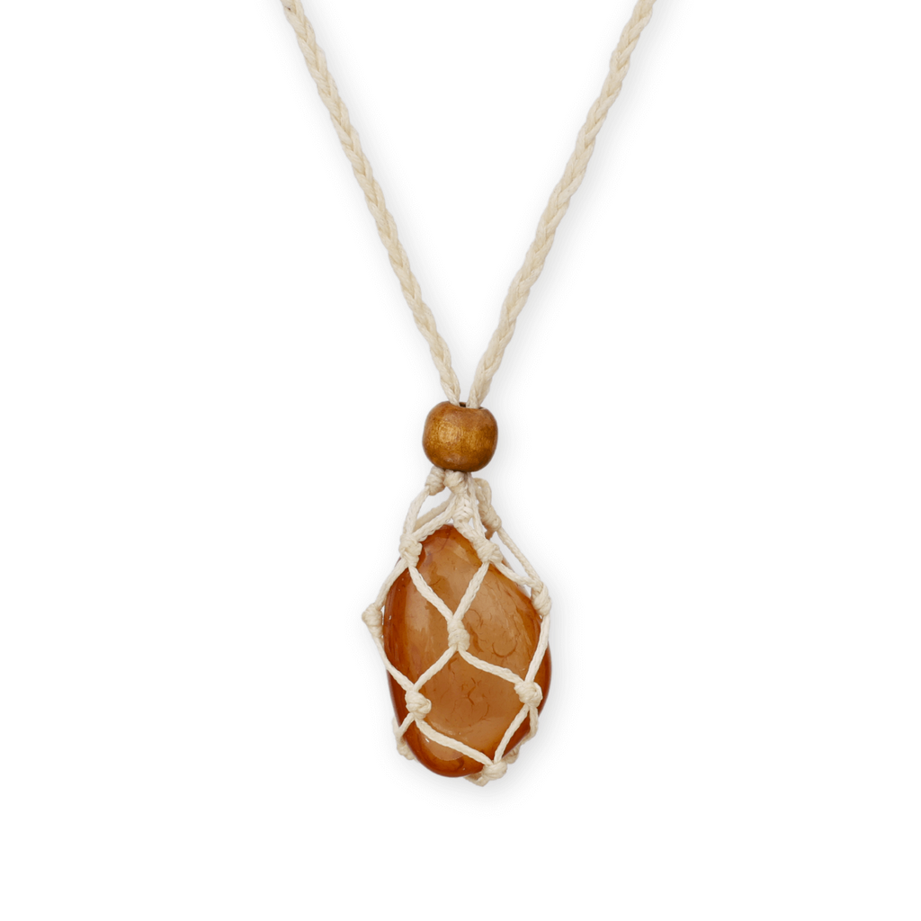 Colier Reglabil Bej Model Macrame din bumbac