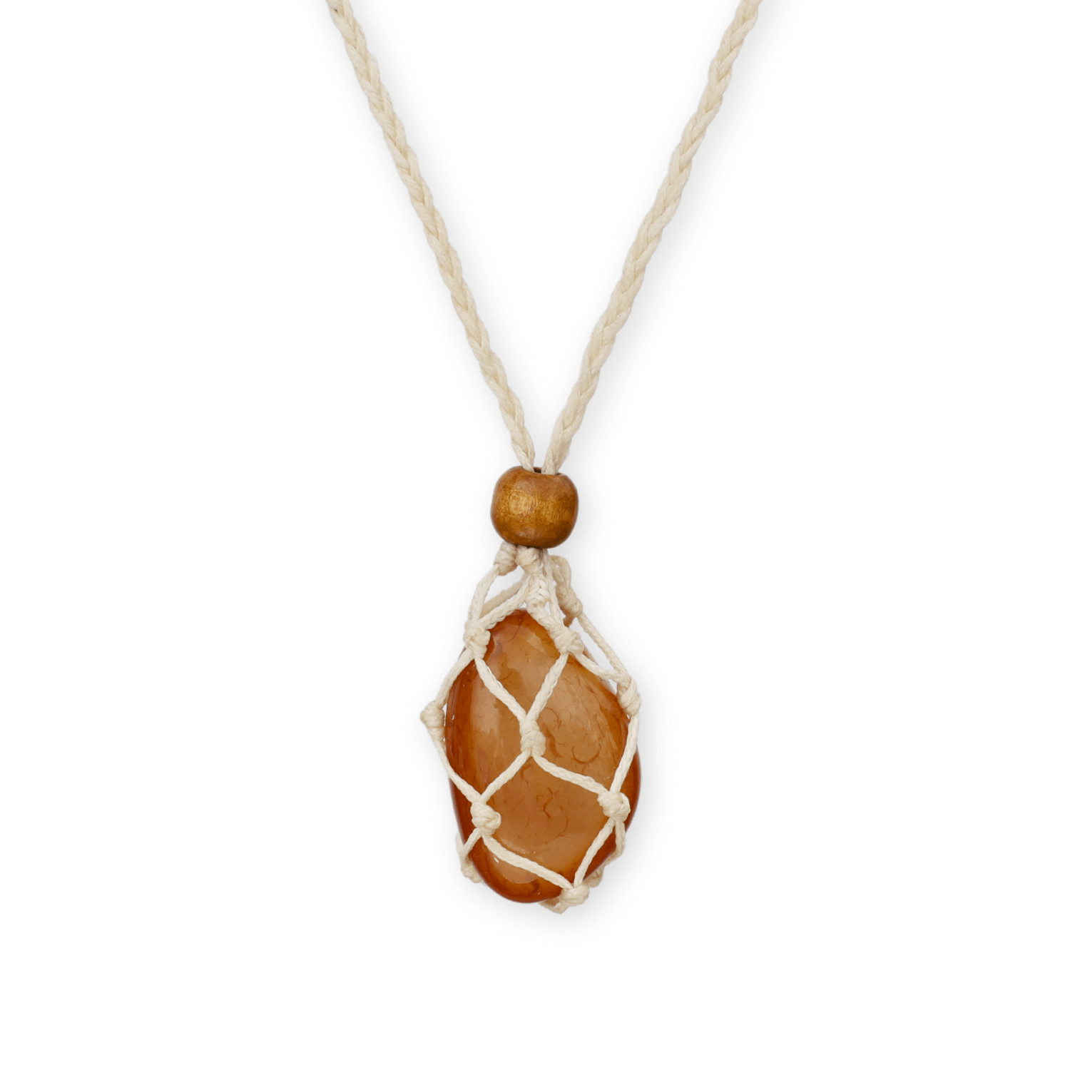 Colier Reglabil Bej Model Macrame din bumbac