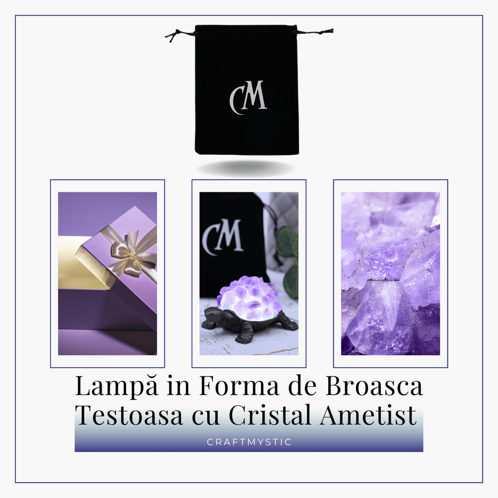 Mini Lampa Broasca Testoasa cu Cristale de Ametist