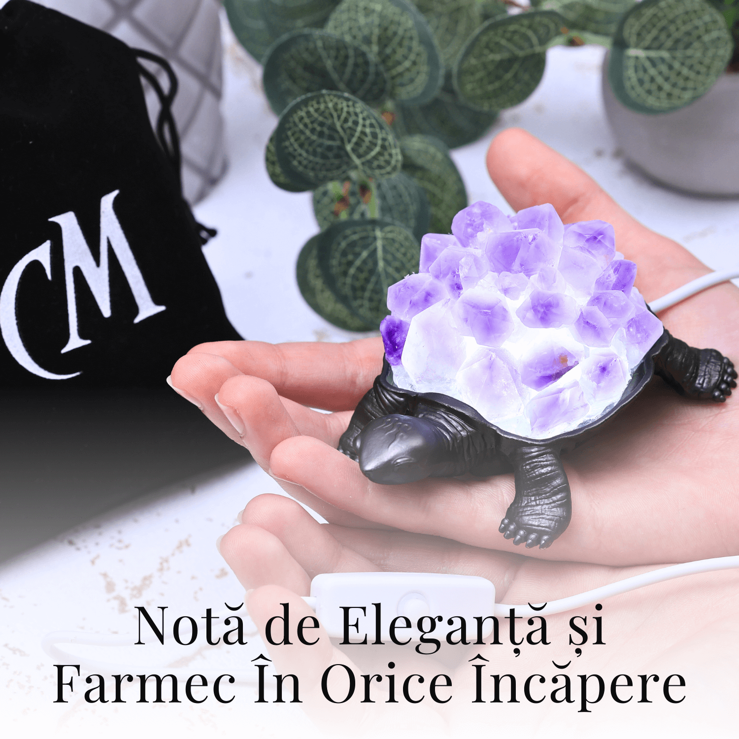 Mini Lampa Broasca Testoasa cu Cristale de Ametist