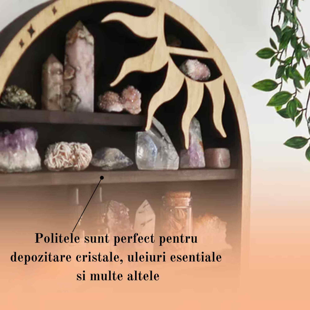 Mini Raft 45x35 cm expunere din lemn pentru cristale 6 cm adancime
